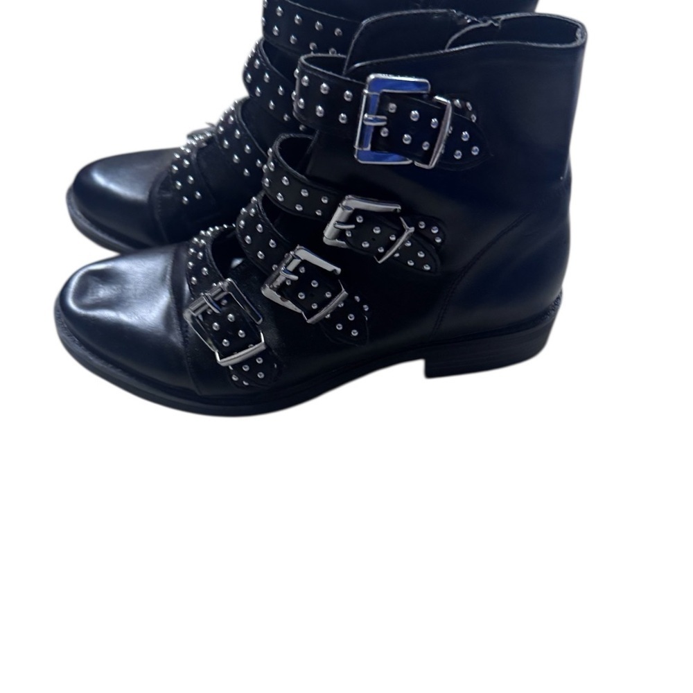 Steve Madden Black Studded Buckle Boots - Picture 4 of 7